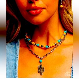 🌵🌵🌵 SET❗️ “CACTUS CASCADE” NECKLACE, “CACTUS CAUSE” EARRINGS ~ PAPARAZZI❗️